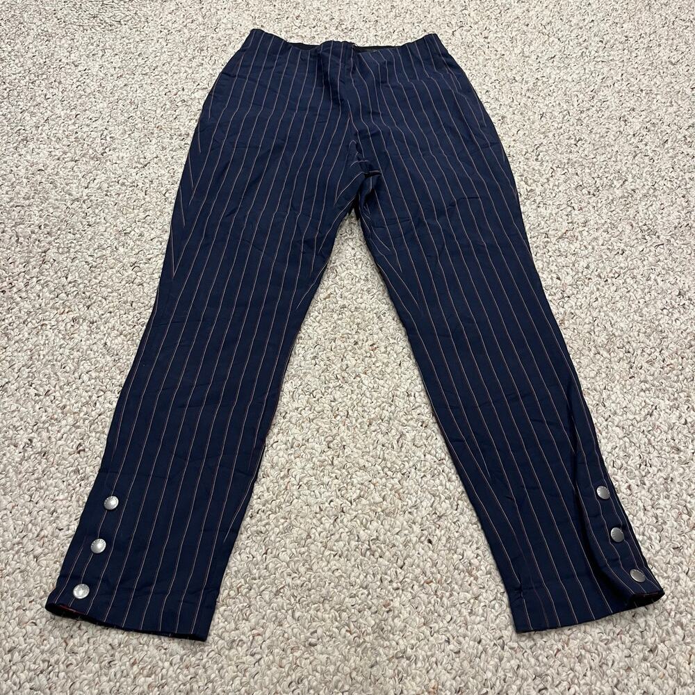 Rag & Bone Pinstripe Simone Pants 6 Preppy Navy Blue Casual Career Classic